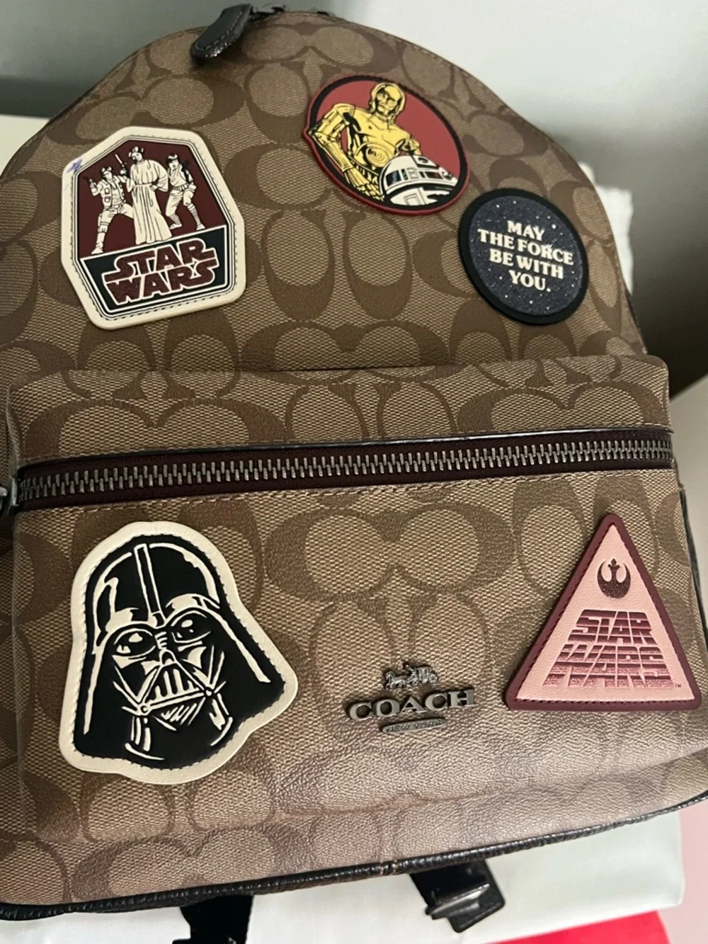 Star Wars X Coach Medium Charlie Backpack In Signature Canvas With Patches